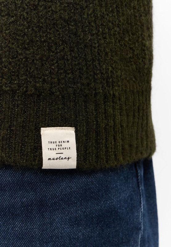 MUSTANG EMIL C CREW MĘSKI SWETER ELEGANCKI RIFLE GREEN 1015801 6514