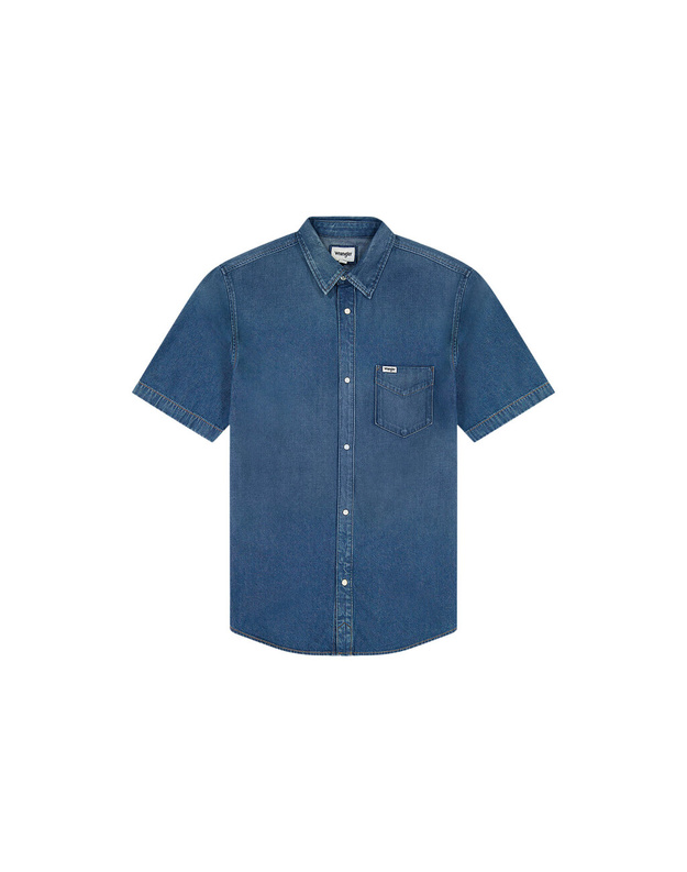 WRANGLER SS 1 PKT SHIRT MĘSKA KOSZULA JEANSOWA MID STONE 112350183 W5K0014179