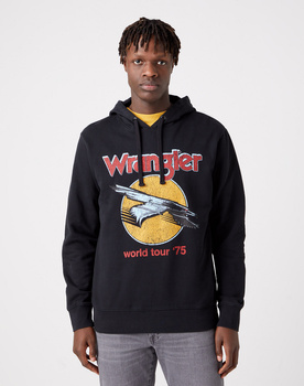 WRANGLER EAGLE HOODIE MĘSKA BLUZA Z KAPTUREM LOGO NADRUK FADED BLACK W669ILXV6 112321162