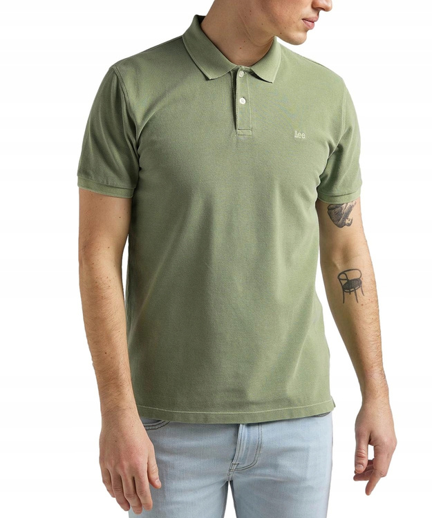 LEE NAT DYE POLO MĘSKA KOSZULKA POLO LOGO BRINDLE GREEN L65CQSUA 112145345