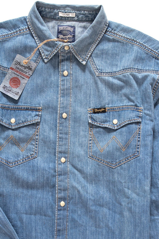 WRANGLER L/S CLASSIC WESTERN LIGHT INDIGO W5834O14E