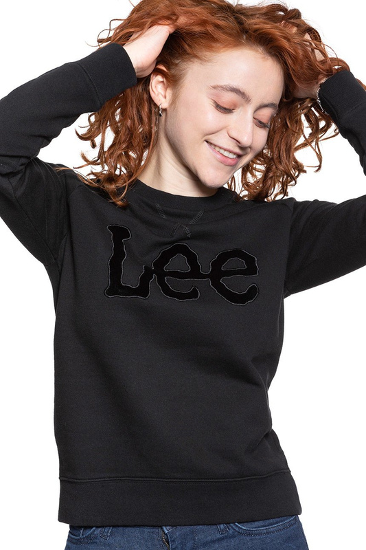 BLUZA LEE DAMSKA ESSENTIAL LOGO SWS BLACK L53FTX01 112112282