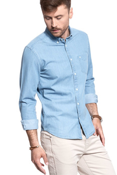 KOSZULA JEANSOWA MĘSKA WRANGLER L/S 1PKT BUTTON-DOWN LIGHT INDIGO W58838S4E 112129622
