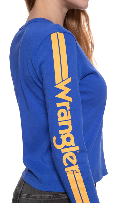 DAMSKI LONGSLEEVE WRANGLER B&Y LS CROP TEE NAUTICAL BLUE W722CF9V2 112130925