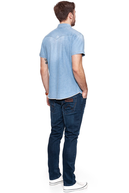 KOSZULA JEANSOWA MĘSKA WRANGLER SS FESTIVAL SHIRT ACID BLEACH W5A08LW3E 112129930