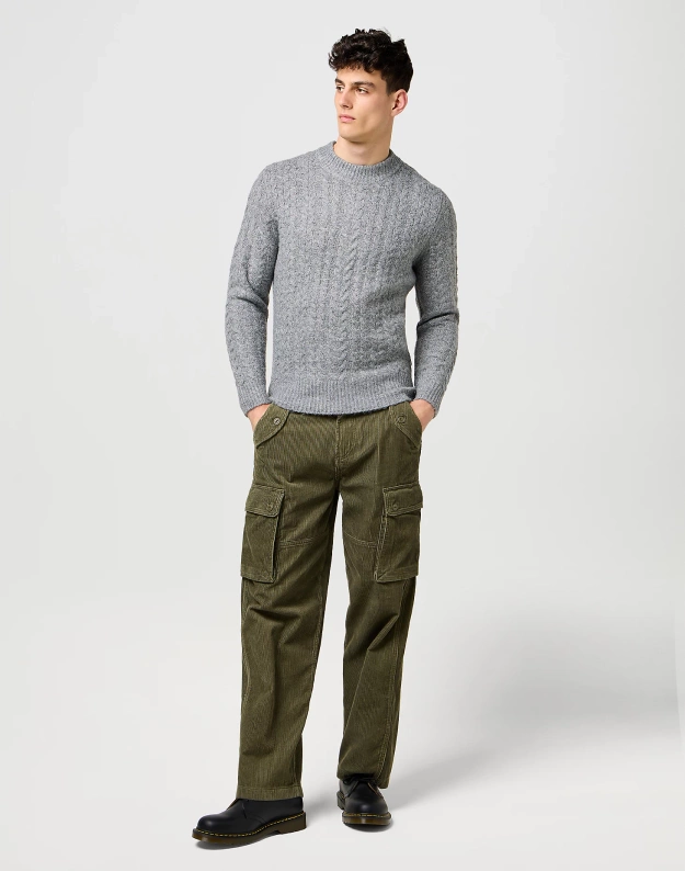 MESKIE SPODNIE WRANGLER CJ LOOSE CARGO IVY GREEN 112371050