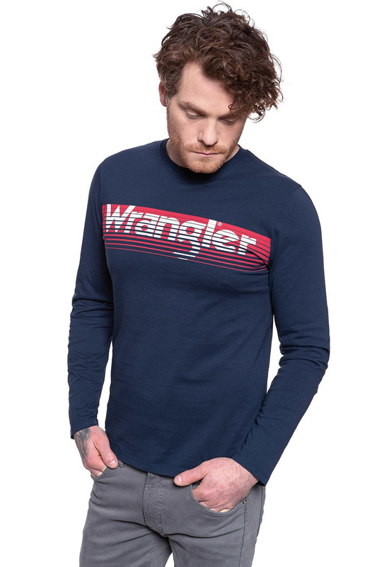 WRANGLER LS LOGO TEE NAVY W744D3114 112131093