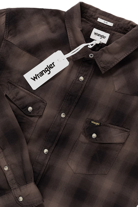 KOSZULA WRANGLER LS WESTERN SHIRT CHOCOLATE BROWN W57163NVM 112129400