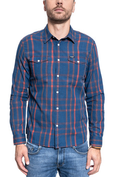 KOSZULA MĘSKA WRANGLER LS 2PKT FLAP SHIRT FORMULA RED W5A56CXWO 112130054