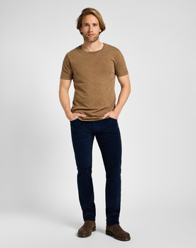 LEE DAREN ZIP FLY MĘSKIE SPODNIE MATERIAŁOWE SZTRUKSOWE RIVET NAVY 112355815 L707008607