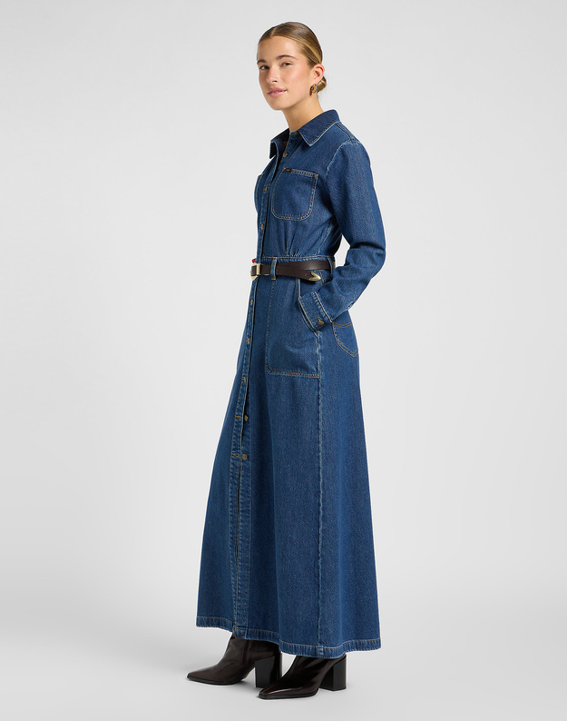 DAMSKA SUKIENKA JEANSOWA LEE MAXI DENIM UTILITY DRESS TIME OF OUR LIFE 112370993