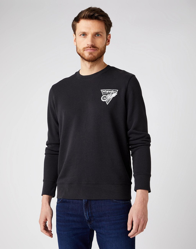 WRANGLER CHEST PRINT CREW BLACK W6F5HA100 112141478