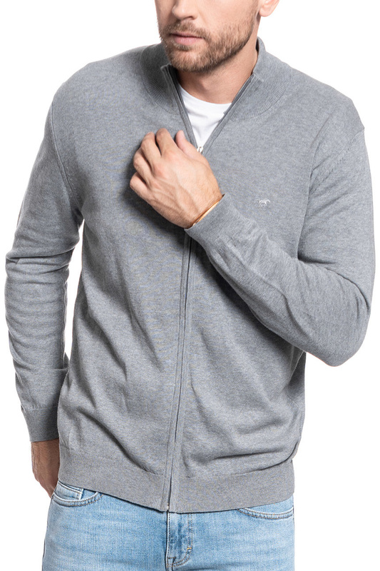 SWETER MĘSKI MUSTANG BASIC ZIP CARDIGAN MID GREY MELANGE 1005881 4140