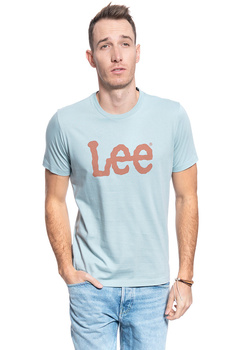 MĘSKI T-SHIRT LEE WOBBLY LOGO TEE FADED BLUE L65QAIOF 112116135