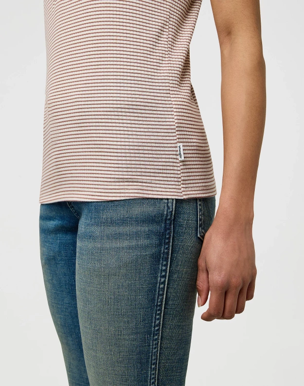 DAMSKA KOSZULKA WRANGLER FEMME KNIT HENLEY COGNAC 112370741