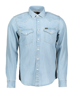 LEE WESTERN SHIRT MĘSKA KOSZULA JEANSOWA Z DŁUGIM RĘKAWEM LOGO HEATHER BLUE L643PLLI 112115421