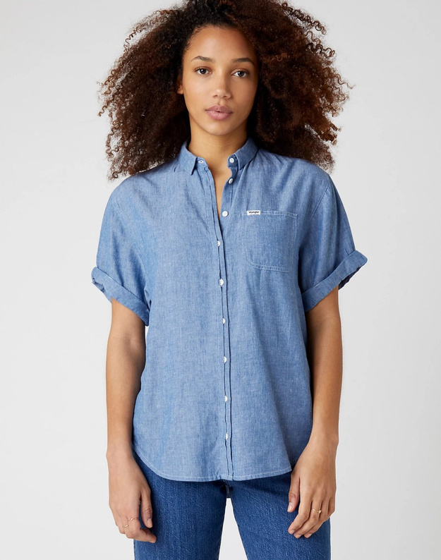 DAMSKA KOSZULA WRANGLER SUMMER SHIRT BLUE SHADOW W5R73A15J 112130320