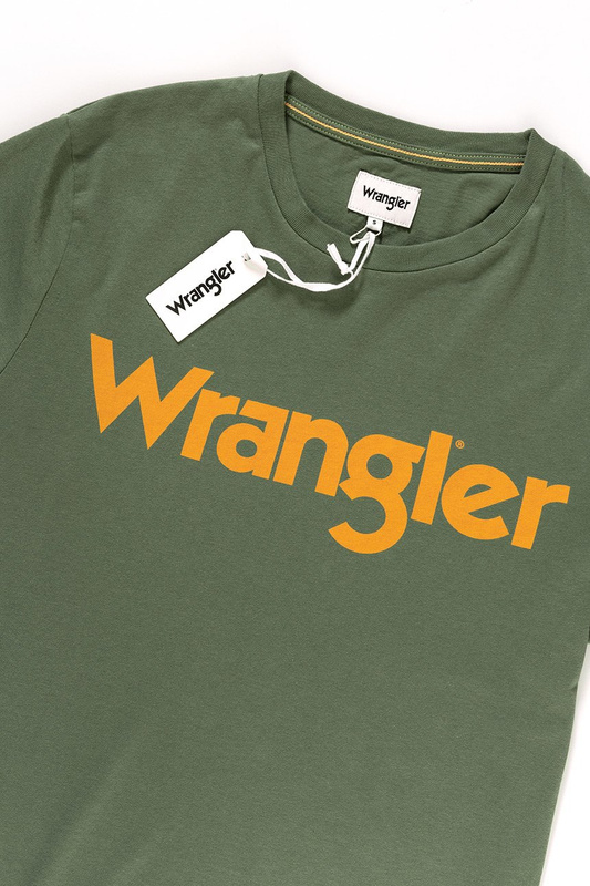 KOSZULKA WRANGLER SS LOGO TEE OLIVINE W7A86D3FR 112131296