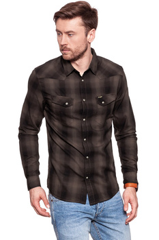 KOSZULA WRANGLER LS WESTERN SHIRT CHOCOLATE BROWN W57163NVM 112129400