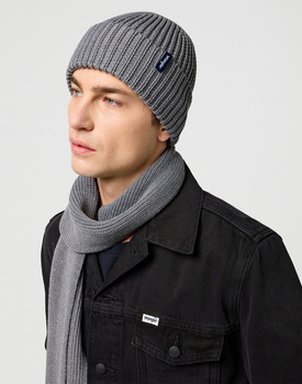 ZESTAW CZAPKA I SZALIK ZIMOWA WRANGLER SCARF BEANIE SET MID GREY MEL 112372423