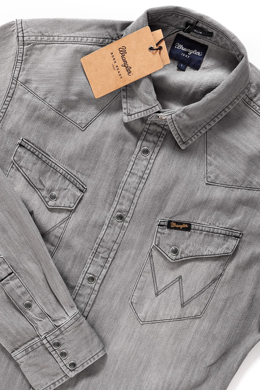 WRANGLER L/S CITY WESTERN SHI WASHED GREY W58333X2D