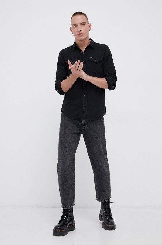 LEE REGULAR WESTERN MĘSKA KOSZULA MATERIAŁOWA BLACK L66WPA01 112140591
