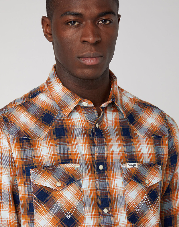 WRANGLER LS WESTERN SHIRT MĘSKA KOSZULA W KRATĘ KRATA GOLDEN OAK 112341155 W556016297