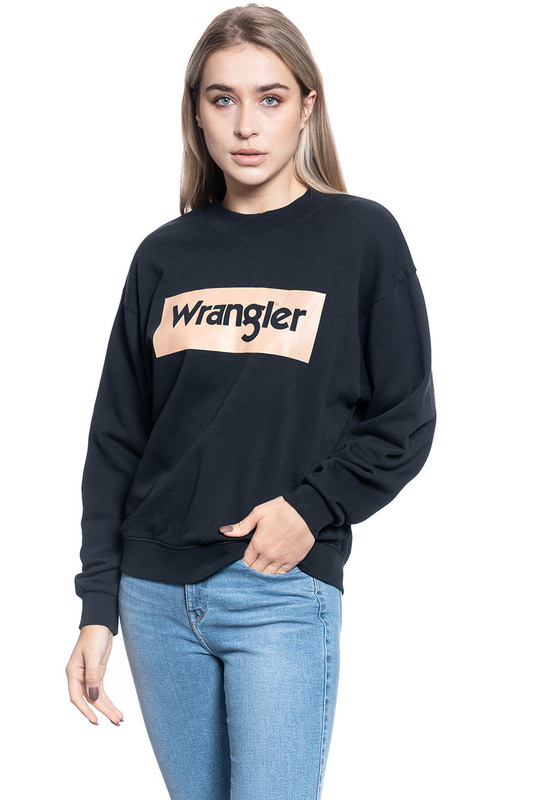 BLUZA DAMSKA WRANGLER RETRO LOGO SWEATER BLACK W6N0HP100 112130774