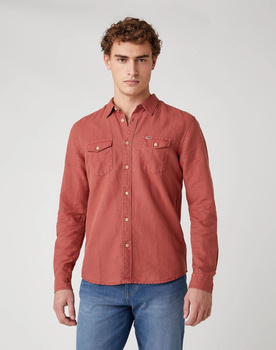 KOSZULA MĘSKA WRANGLER LS 2PKT FLAP SHIRT BARN RED W5A5LOXER 112130061