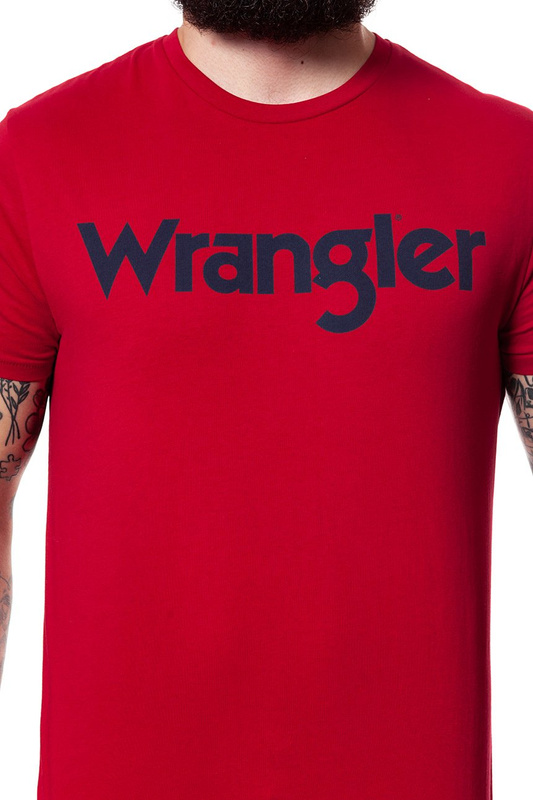 KOSZULKA WRANGLER SS LOGO TEE RED W7B13D347 112131400