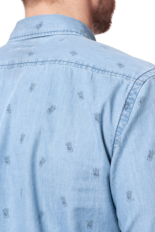 KOSZULA JEANSOWA MĘSKA WRANGLER LS 1PKT BUTTON DOWN INDIA INK W58835PKE 112129614