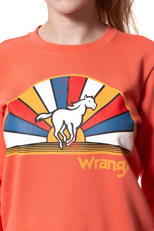 BLUZA WRANGLER DAMSKA REGULAR SWEAT GLOW ORANGE W6077HQ48 112130440
