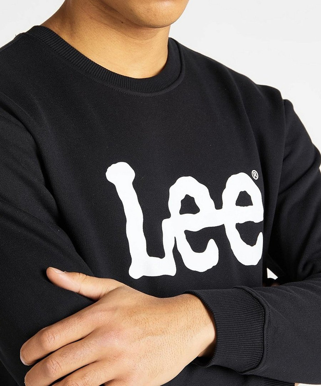 LEE BASIC CREW LOGO SWS MĘSKA BLUZA NADRUK MIDNIGHT NAVY L80XTJMA 112121583
