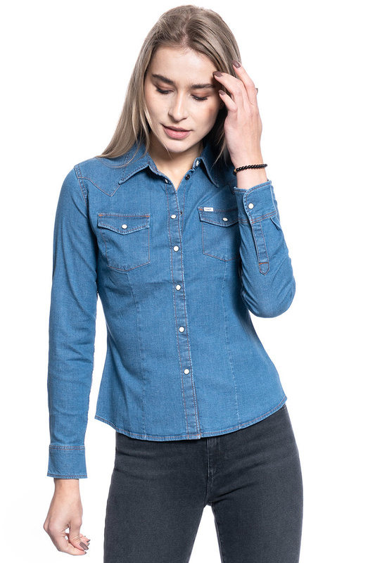 DAMSKA KOSZULA JEANSOWA LEE SLIM WESTERN SHIRT BLUEPRINT L45RFWLH 112110407