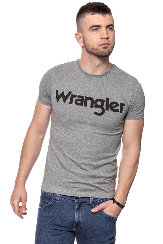 KOSZULKA WRANGLER SS LOGO TEE GREY MARL W7C04D3VB 112131591