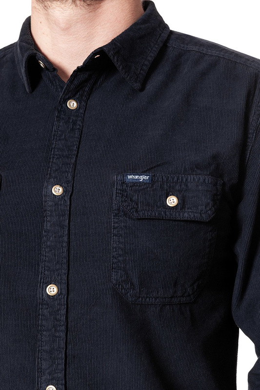 KOSZULA WRANGLER LS 2PKT FLAP SHIRT DARK NAVY W5996TCAE 112129912