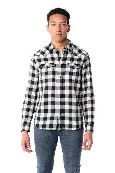 WRANGLER LS WESTERN SHIRT KOSZULA MĘSKA KRATA OFFWHITE W5M1OR737 112130206