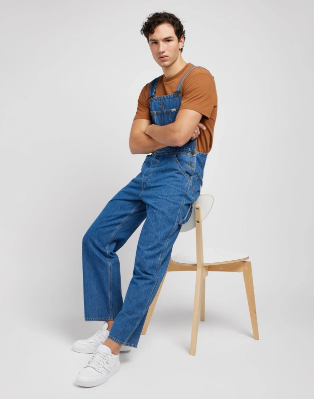 LEE BIB MID MĘSKIE SPODNIE JEANSOWE OGRODNICZKI JEANS MID SHADE 112349314 L72Z017385