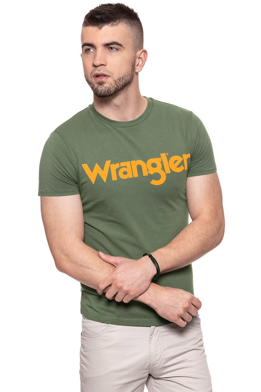 KOSZULKA WRANGLER SS LOGO TEE OLIVINE W7A86D3FR 112131296
