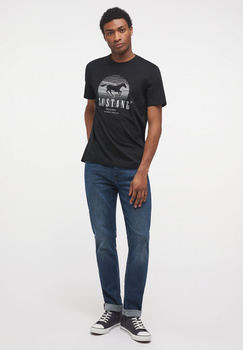 MUSTANG ALEX C PRINT MĘSKI T-SHIRT KOSZULKA LOGO NADRUK BLACK 1013803 4142