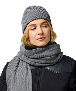 ZESTAW CZAPKA I SZALIK ZIMOWA WRANGLER SCARF BEANIE SET MID GREY MEL 112372423