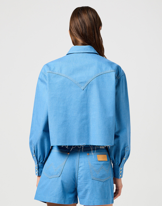 DAMSKA KOSZULA JEANSOWA WRANGLER CUT OFF SHIRT COTTON CANDY BLUE 112362980