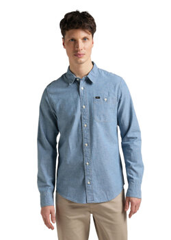 LEE LEESURE SHIRT MĘSKA KOSZULA JEANSOWA LOGO BLUE UNION L66NMWUF 112145379