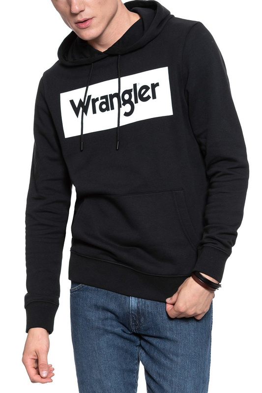 BLUZA WRANGLER LOGO HOODIE BLACK W641HY100 112130472