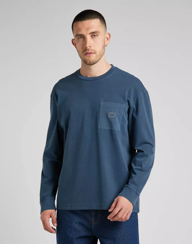 LEE LS CORE LOOSE TEE MĘSKI LONGSLEEVE KOSZULKA Z DŁUGIM RĘKAWEM LOGO MARINE L69RCO54 112322560