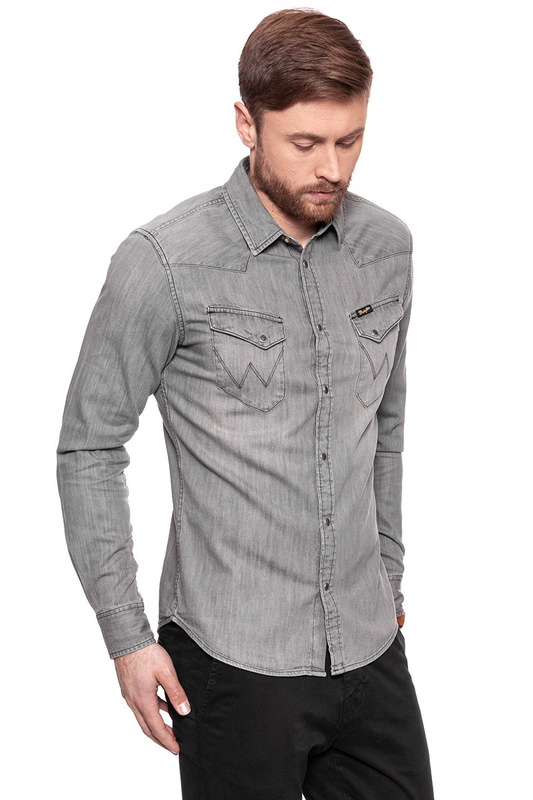 WRANGLER L/S CITY WESTERN SHI WASHED GREY W58333X2D