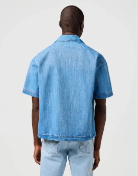 MESKA KOSZULA JEANSOWA WRANGLER SS CJ OVERSHIRT MID WASH 112362747