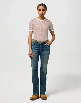 DAMSKA KOSZULKA WRANGLER FEMME KNIT HENLEY COGNAC 112370741