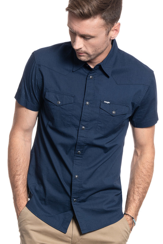 KOSZULA MĘSKA WRANGLER SS WESTERN SHIRT NAVY W5J06S114 112130151