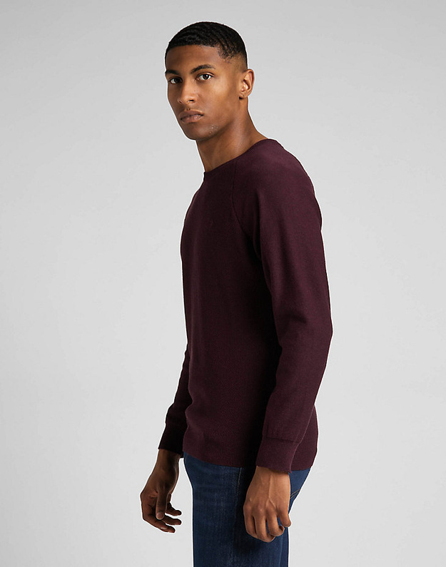 LEE RAGLAN CREW KNIT MĘSKI SWETER NIEROZPINANY LOGO VELVET BEET L83PKH74 112321585